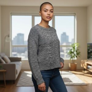 H&M Divided Knit Sweater - Black and White Marled